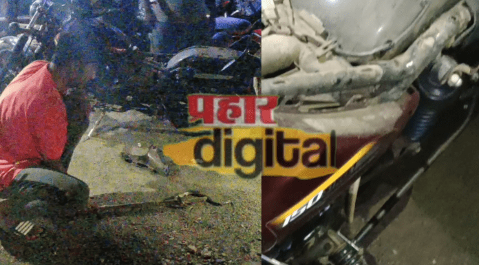 मोटारसायकल मध्ये आढळला पाण घणस जातीचा साप ; उडाली तारांबळ