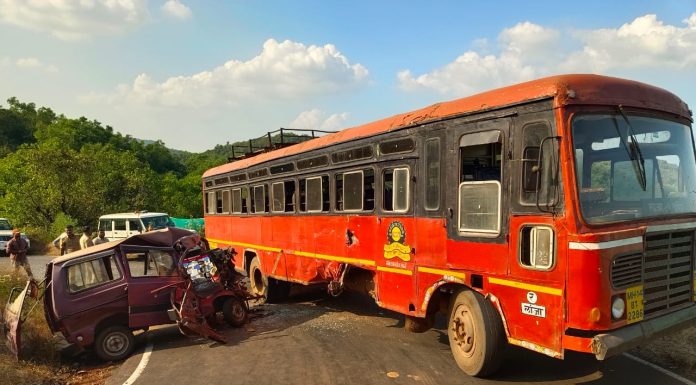 लांजा ब्रेकिंग :एसटी बस आणि ओमनी कार यांच्यात अपघात