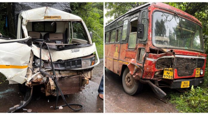 कारभाटले घोरपडेवाडी येथे एसटी बस- टेम्पोची समोरासमोर धडक, चालक जखमी