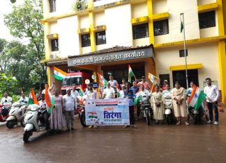 कणकवली नगरपंचायतच्या माध्यमातून शहरात तिरंगा बाईक रॅली