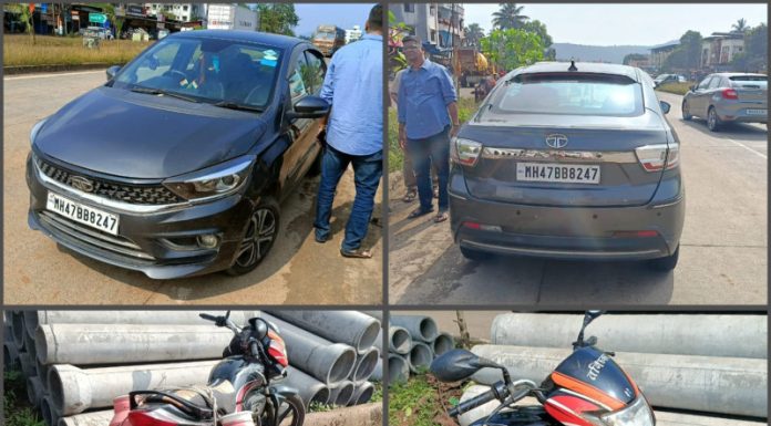 मुंबई-गोवा महामार्गावर भरणे नाका इथे कारची मोटरसायकलला धडक; एक जखमी
