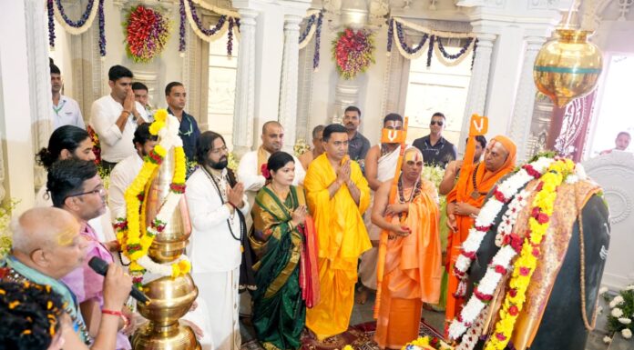 गोवेश्वर महाशिव मंदिरात प्राणप्रतिष्ठा व कलशारोहण