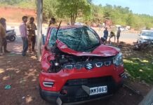 उभ्या दुचाकीला भरधाव कारने ठोकरल्याने युवक जखमी