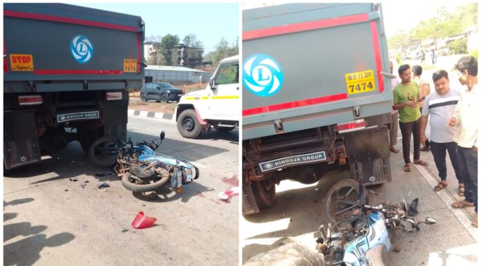 मुंबई-गोवा महामार्गावर भरणे येथे भीषण अपघात; दुचाकीस्वार गंभीर जखमी