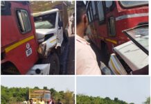 Breaking New :खेड-आंबवली मार्गावरील जगबुडी पुलावर एसटी बस व पिकअपची समोरासमोर धडक
