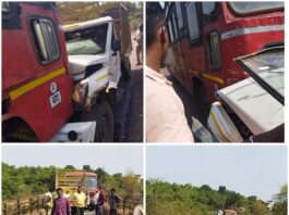 Breaking New :खेड-आंबवली मार्गावरील जगबुडी पुलावर एसटी बस व पिकअपची समोरासमोर धडक
