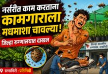 नर्सरीत काम करत असताना कामगारावर मधमाशांचा हल्ला