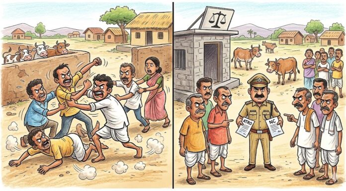 केळणे बौद्धवाडीत गुरांच्या कारणावरून वाद चिघळला; हाणामारीनंतर ॲट्रॉसिटीसह परस्पर गुन्हे दाखल