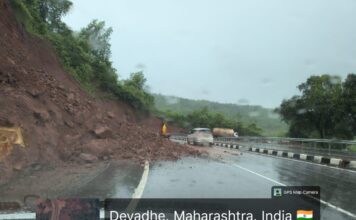 लांजा ब्रेकिंग : मुंबई गोवा महामार्गावर देवधे ते वेरळ दरम्यान दरड कोसळली