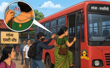 एसटी बसमध्ये चढणाऱ्या महिलेची १ लाख रुपये किमतीची सोन्याची माळ लांबवली