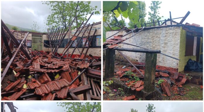खेड तालुक्यातील पुरे बुद्रुक येथे जिल्हा परिषद शाळा कोसळली;