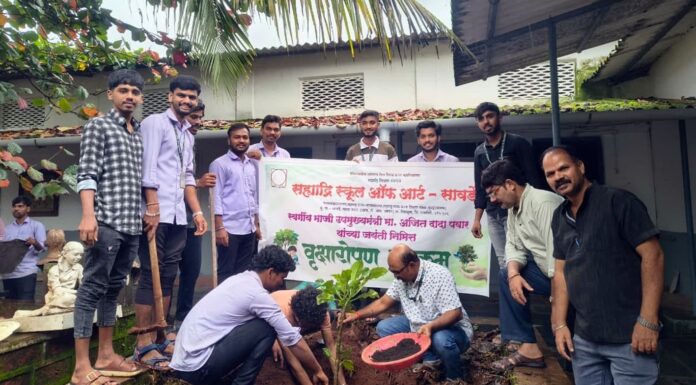 अजितदादा पवार यांच्या जयंतीनिमित्त सावर्डे कला महाविद्यालयात वृक्षारोपण