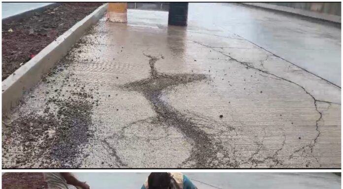 वेरळ येथे मुंबई-गोवा महामार्गाला तडे; महामार्ग व सर्व्हिस रोड खचल्याने वाहनचालकांच्या सुरक्षेचा प्रश्न ऐरणीवर