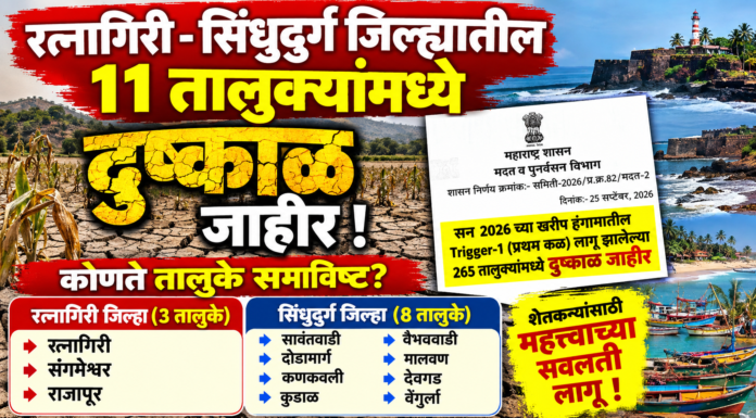 BREAKING NEWS: कोकणातील रत्नागिरी-सिंधुदुर्गातही दुष्काळ जाहीर; ११ तालुक्यांचा समावेश