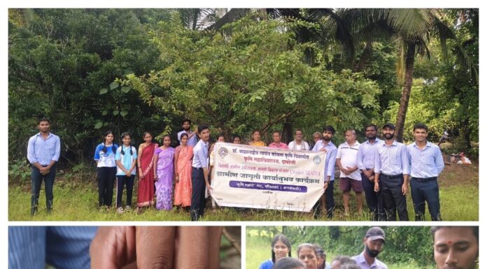 लोरे नं. २ येथे कृषी सम्राट गटाकडून पेरूमध्ये गुटी कलम प्रात्यक्षिक !