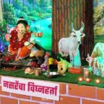 देवळे येथे नसरे परिवाराची पर्यावरणपूरक गणेशोत्सव सजावट