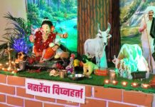 देवळे येथे नसरे परिवाराची पर्यावरणपूरक गणेशोत्सव सजावट