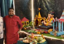 गुहागरच्या तरुणाची बाप्पांसाठी अनोखी संकल्पना; सप्तेश्वर मंदिराचा देखावा अन् ‘आले लाडके बाप्पा’ बालगीत