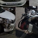 सावंतवाडीत मोती तलावाकाठावर चारचाकी आणि दुचाकीचा भीषण अपघात; तरुण गंभीर जखमी