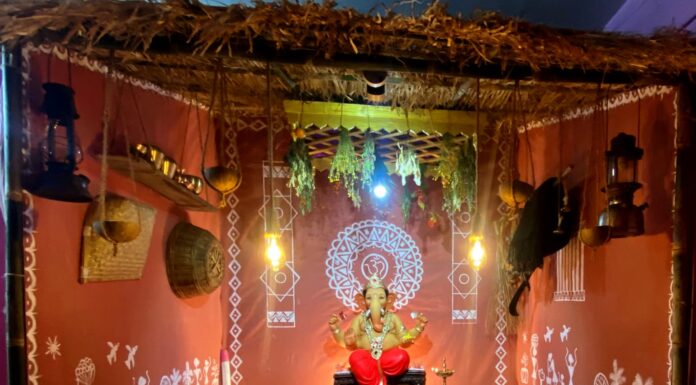 साळशी येथे गणपती सजावटीतून जपली ग्रामीण संस्कृती
