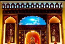 देवरूख भायजेवाडीतील शिंदे परिवाराच्या गणपतीची सजावट ठरतेय लक्षवेधी