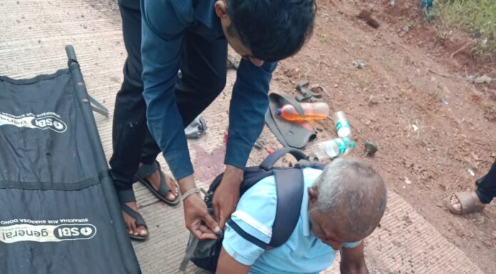 हातखंबा निवळी नजीक दुचाकी घसरून अपघात एक जखमी