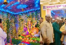 पालकमंत्री नितेश राणे यांनी घेतले नवीन कुर्ली येथे दुर्गादेवीचे दर्शन ! मंडळ आयोजकांचे कौतुक !