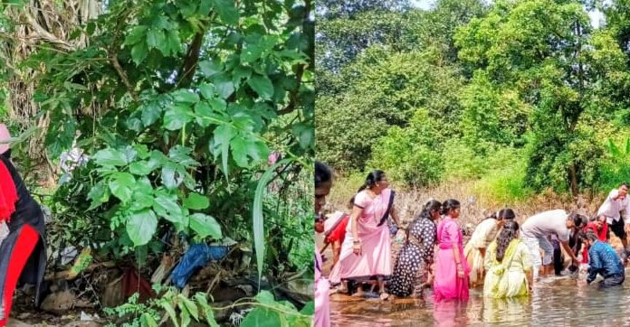फोंडाघाट उगवाई नदीवर पहिल्या कच्च्या बंधाऱ्याची उभारणी !
