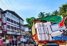 मालवाहू ट्रकने विद्युतवाहिनी ओढली; वीजेचा पोल वाकला!